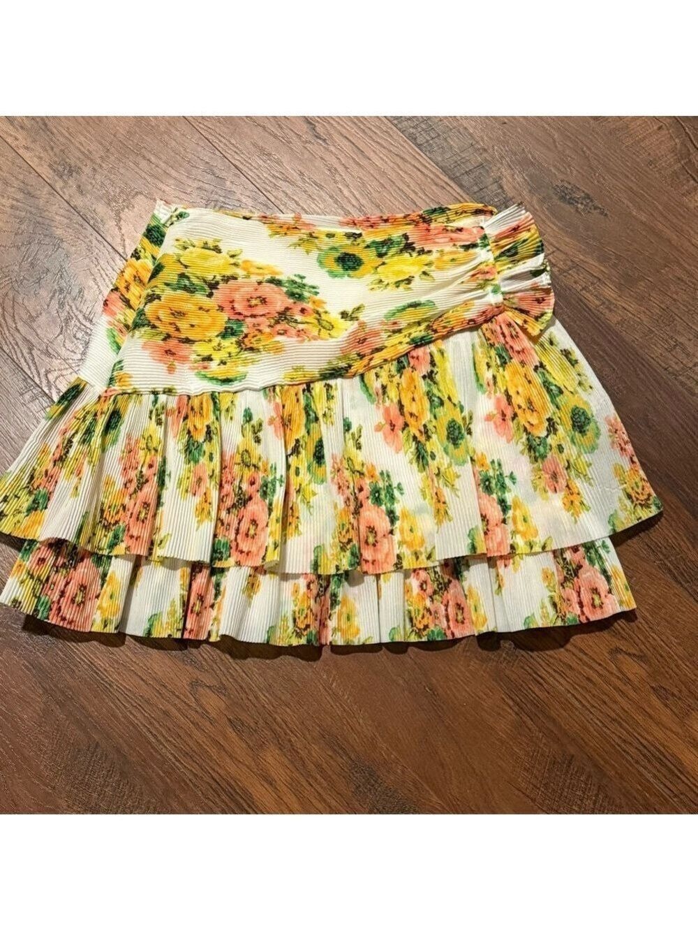 ZIMMERMANN Golden Surfer tiered pleated Mini Skirt size 8 - Picture 3 of 6